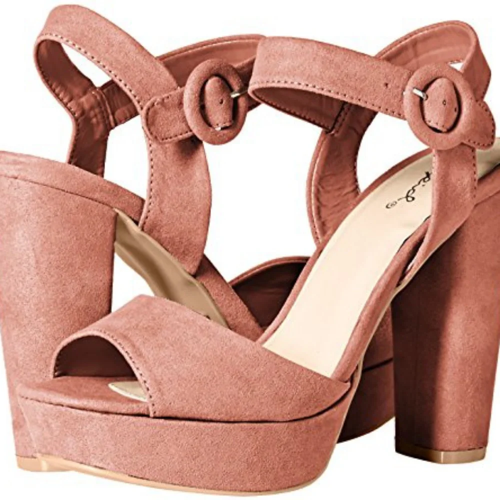 QUPID Suede Chunky Ankle Strap Platform Sandals NWOT! - Picture 7 of 8